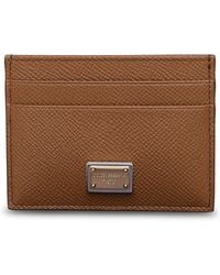 Dolce & Gabbana - Grained Leather Logo Plaque Cardholder. - Lyst