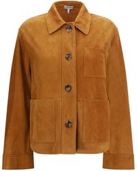 Loewe - Suede Goat Leather Workwear Jacket - Lyst