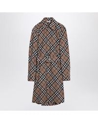 Burberry - Check Wool Blend Midi Dress With Belt - Lyst