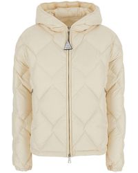 Moncler - 'Arvouinne' Down Jacket With Hood And Logo Patch On The Sleeve - Lyst