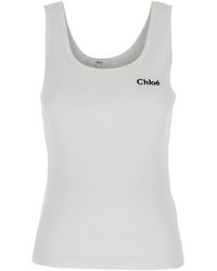 Chloé - Chloã Top With Logo Embroidered On The Front - Lyst