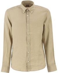 BOSS - Pure Linen Regular Fit Shirt With Button-Down Collar - Lyst