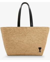 Ami Paris - Ami De Coeur Raffia Shoulder Bag - Lyst
