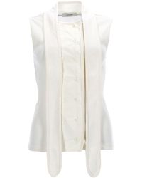 Lemaire - Asymmetrical Ribbed Top With Scarf - Lyst