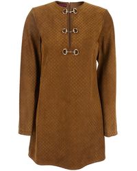 Gucci - Gg Suede Mini Dress - Lyst
