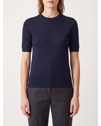 Max Mara - Short-Sleeved Silk And Cashmere Knit Top With Slim Fit - Lyst