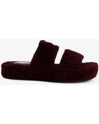 Celine - Triomphe Fur Shearling Slides - Lyst