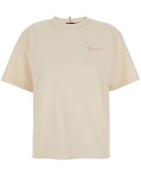 Moncler - T-Shirt With Logo Printed On The Front And Logo Patch On The Sleeve - Lyst