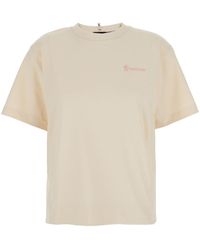 Moncler - T-Shirt With Logo Printed On The Front And Logo Patch On The Sleeve - Lyst