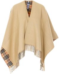 Burberry - Reversible Check Wool Cape - Lyst