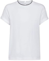 Brunello Cucinelli - Embroidered Collar Cotton T-Shirt - Lyst