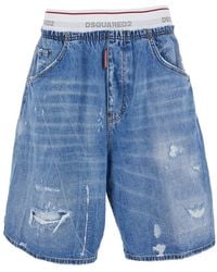 DSquared² - Shorts With Elastic Waist With Logo Lettering And Five-Pocket Design - Lyst