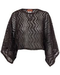 Missoni - Zigzag Mesh Sequins Wide Sleeves Top - Lyst