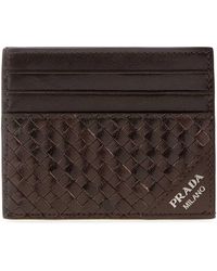 Prada - Dark Leather Card Holder - Lyst