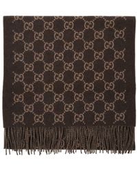 Gucci - Scarf With All-Over Gg Motif And Fringed Hem - Lyst