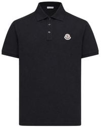 Moncler - Cotton Piquet Polo Shirt With Logo Patch - Lyst