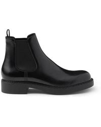 Prada - Brushed Leather Chelsea Boots - Lyst