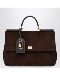 Dolce & Gabbana - Ebony Suede Large Bag My Sicily - Lyst