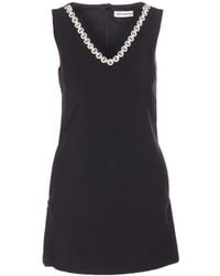 Self-Portrait - Crepe Crystal Trim Mini Dress - Lyst