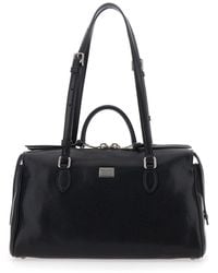 Dolce & Gabbana - 'Vittoria' Handbag With Logo Plaque On The Front And Embossed Logo Lettering On The Rear - Lyst