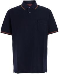 Gucci - Polo With Web Detail And Logo Lettering On The Front - Lyst