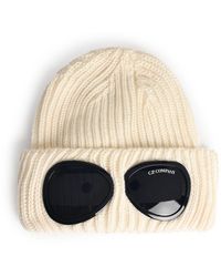 C.P. Company - Cream Merino Wool Beanie - Lyst
