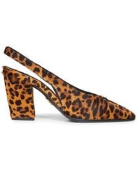 Prada - Slingback Pumps Honey Leopard Calf Hair Leather - Lyst