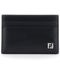 Fendi - Card Case With Ff Logo Plaque On The Front - Lyst