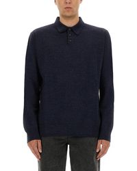 Maison Margiela - Buttoned Collar Wool Polo - Lyst