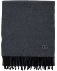 Gucci - Scarf With Gg Patch On The Front And Fringed Hem - Lyst