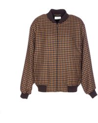 Saint Laurent - Checked Wool Cassandre Bomber Jacket - Lyst