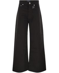 Sportmax - Spdsiamese Wide Leg Cotton Denim Jeans With Signature Metal Detail - Lyst