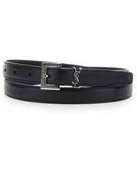 Saint Laurent - Belt With Square Buckle And Cassandre Plaque - Lyst