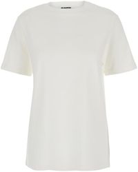 Jil Sander - Crew Neck T-Shirt With Embossed Logo - Lyst