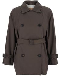 Max Mara - 'Calle' Double-Breasted Short Trench Coat With Classic Collar And Front Belt Closure - Lyst