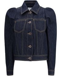 McQueen - Denim Jacket With Pointed Shoulders - Lyst