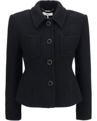 Chloé - Chloé Cropped Single-Breasted Blazer With Fabric Buttons - Lyst