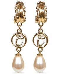 Chloé - Brass & Glass Pearl Pendent Earrings - Lyst