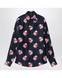 Fendi - Dark Satin Shirt With Floral Print - Lyst