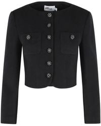 Self-Portrait - Self Portrait Wool Blend Padded Jacket - Lyst