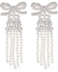 Self-Portrait - Self Portrait Crystal Bow Pearl Earrings - Lyst