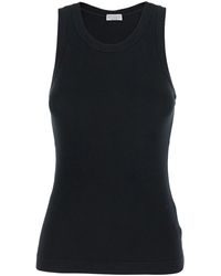Brunello Cucinelli - Sleeveless Top With Round Neck And Monil Detail On The Rear - Lyst