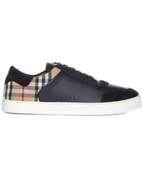 Burberry - Stevie Check Canvas And Leather Sneakers By - Lyst