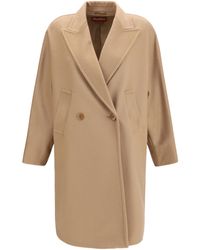 Max Mara - Double Breasted Wool Drap Coat - Lyst