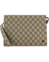 Gucci - Gg Supreme Fabric Clutch - Lyst