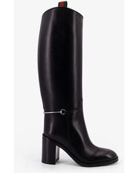 Gucci - Leather Boots With Slim Horsebit Detail - Lyst