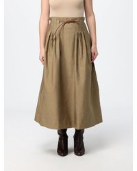 Max Mara - A-Line High-Waisted Midi Cotton Skirt With Drawstring - Lyst