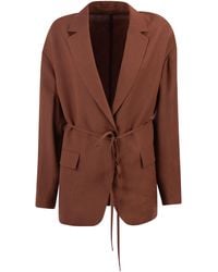 Brunello Cucinelli - Fluid Viscose And Linen Twill Jacket With Jewellery - Lyst