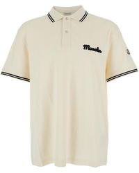 Moncler - Polo Shirt With Logo Lettering Embroidery On The Front And Logo Patch On The Sleeve - Lyst