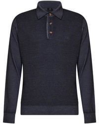 Etro - Two-Tone Wool Knit Logo-Embroidered Polo Shirt - Lyst